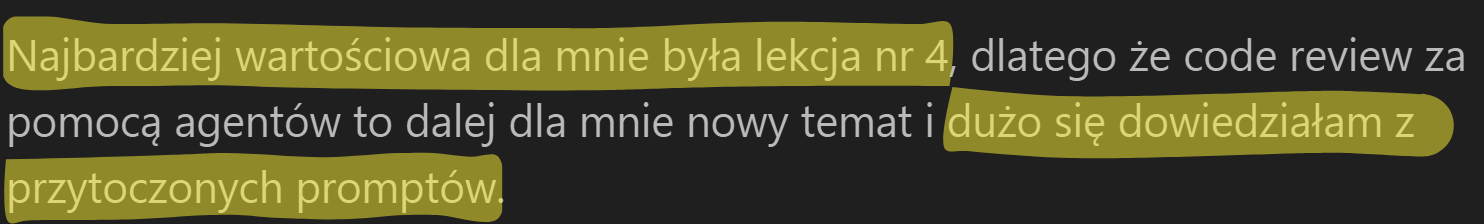 Opinia uczestnika 1 o kursie